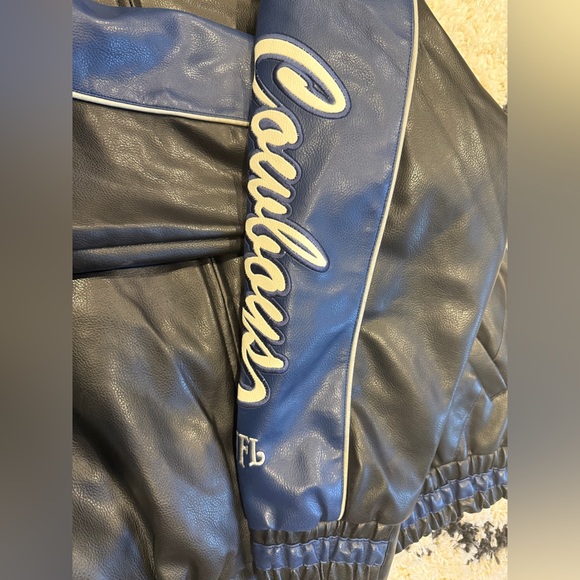 Vintage Dallas Cowboys Jacket Men’s NFL Football Varsity Blue Black-Large - Picture 9 of 16